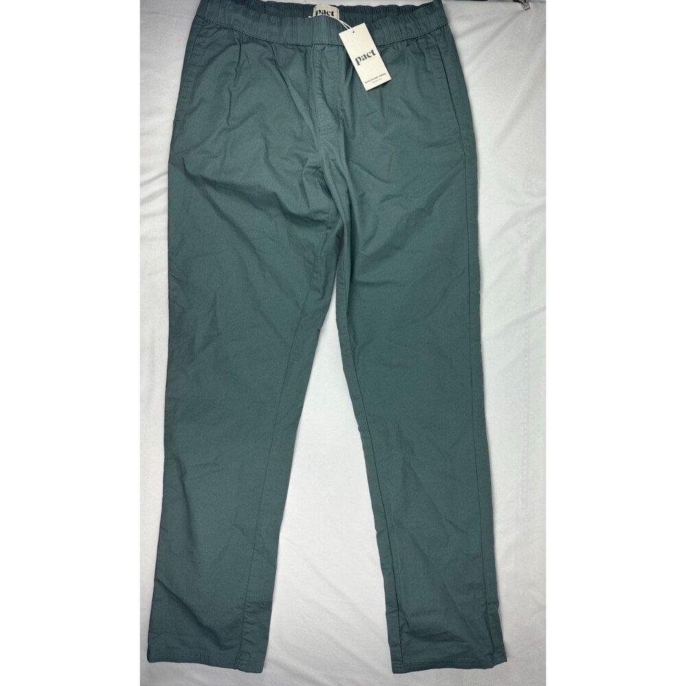 NWT Pact Green Chinos with Elastic Waistband and Full Length Size XL 34x34